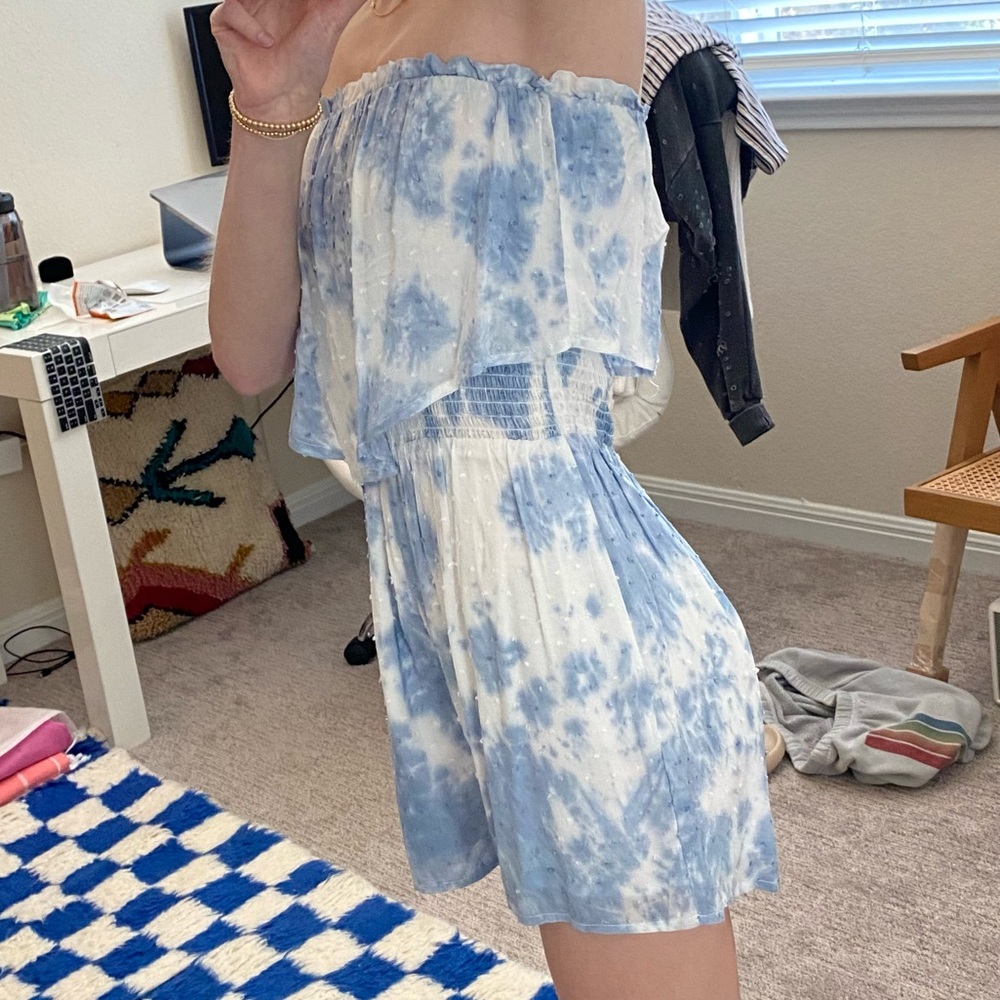 Blue Blush tie dye romper